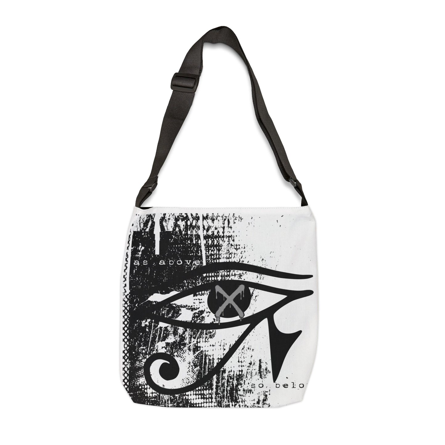 Eye of Horus Halftone Splash white Adjustable Tote bag