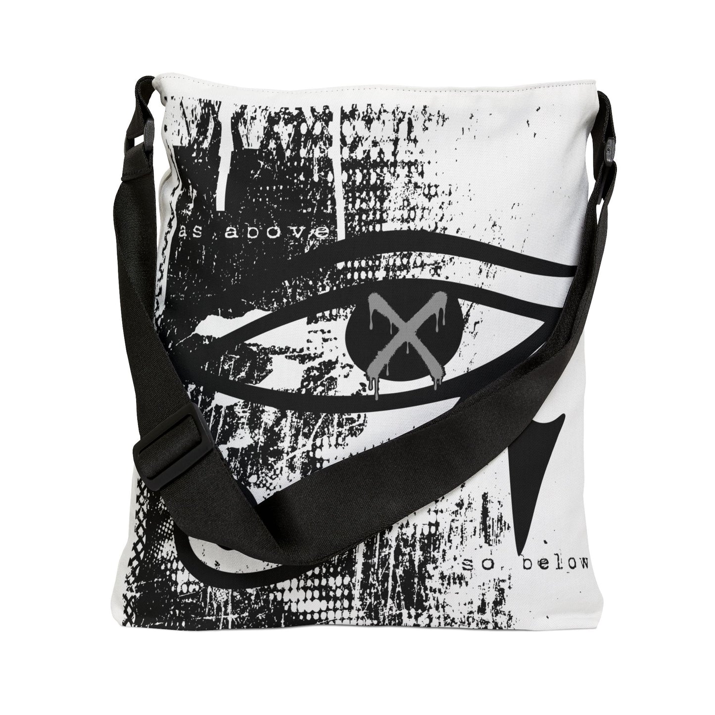 Eye of Horus Halftone Splash white Adjustable Tote bag