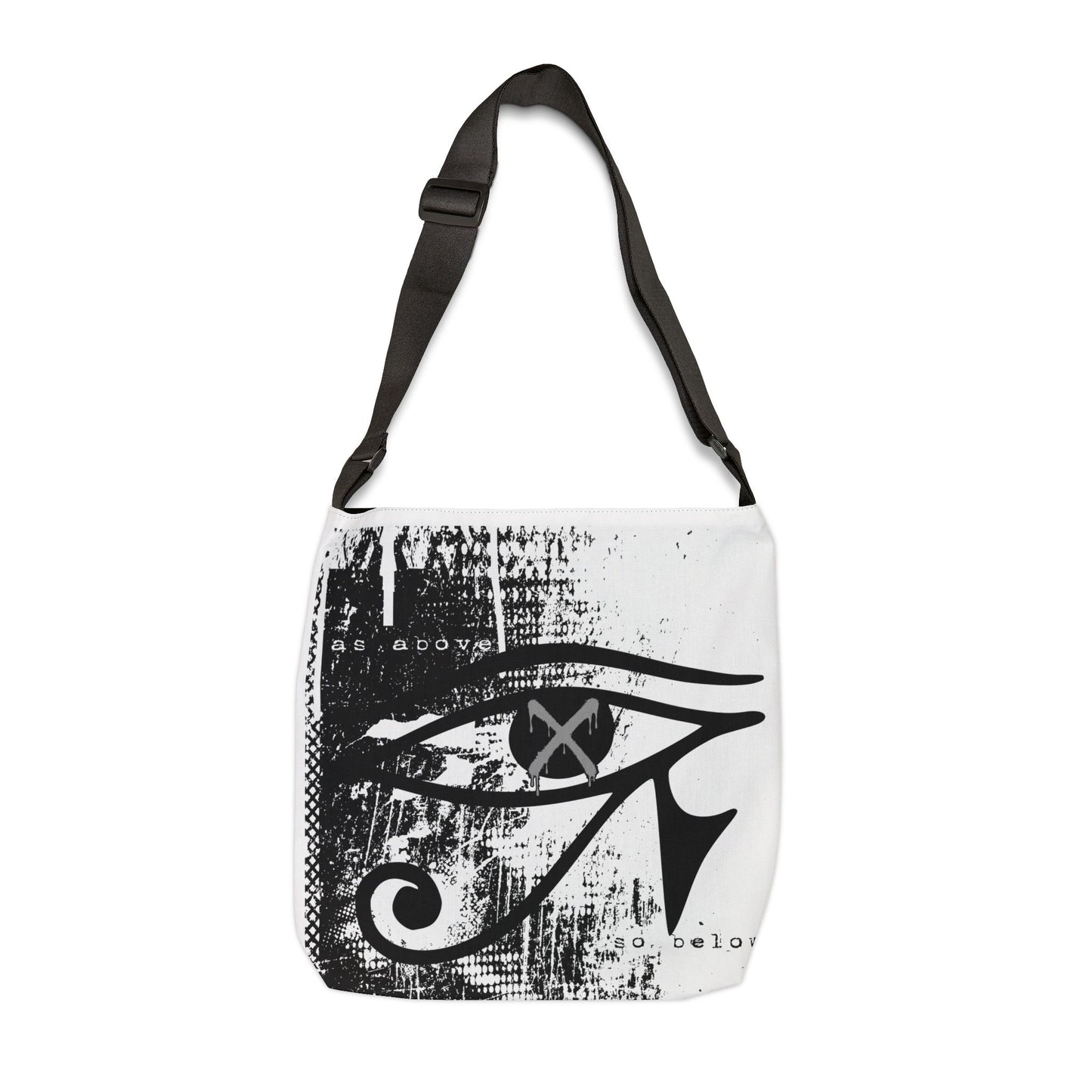 Eye of Horus Halftone Splash white Adjustable Tote bag